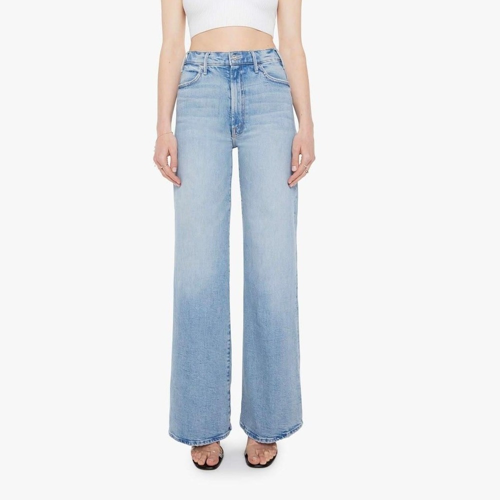 Mother Superior The Hustler Roller Sneak Jeans 26 I Confess Wide Leg Light Wash